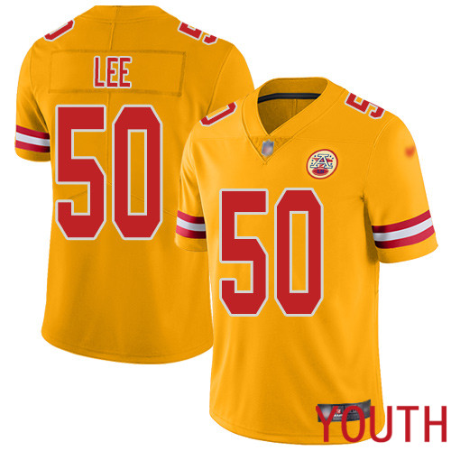 Youth Kansas City Chiefs #50 Lee Darron Limited Gold Inverted Legend Nike NFL Jersey->youth nfl jersey->Youth Jersey